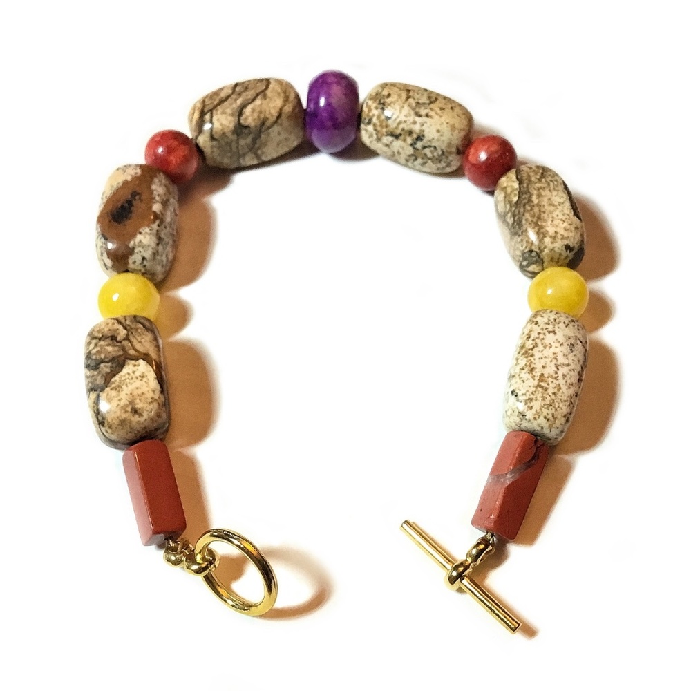 Multi Gemstone Bead Toggle Bracelet - image 2